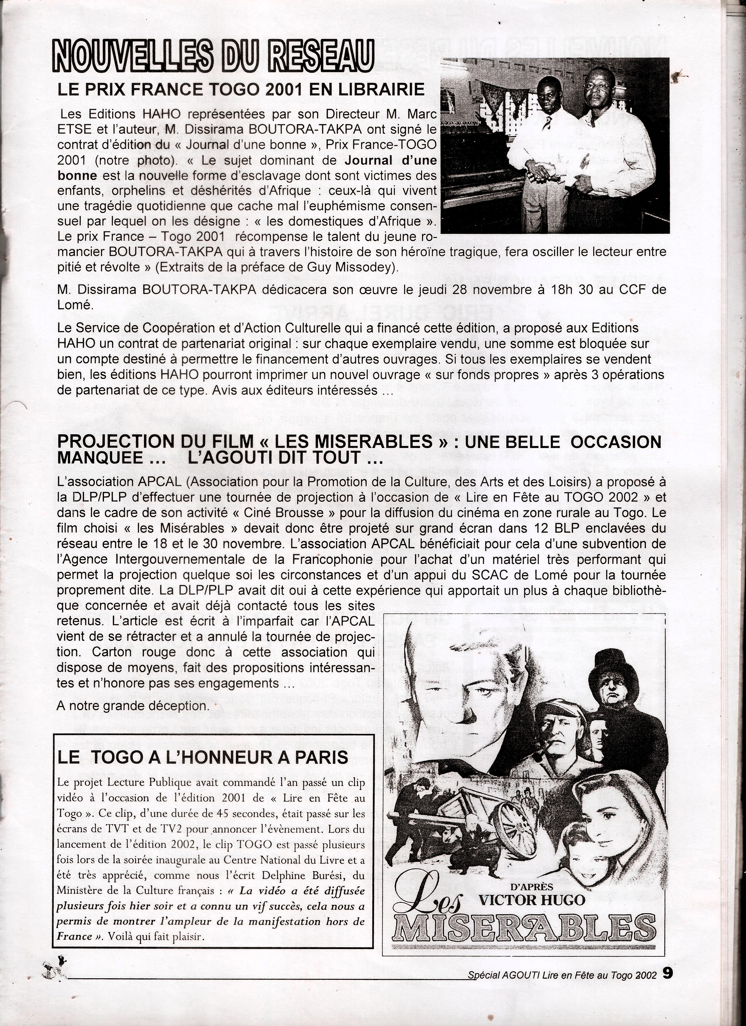 L'AGOUTI DE BIBLIOTHÈQUE - BULLETIN DE LIAISON DES BIBLIOTHÈQUES DE LECTURE PUBLIQUE page 9